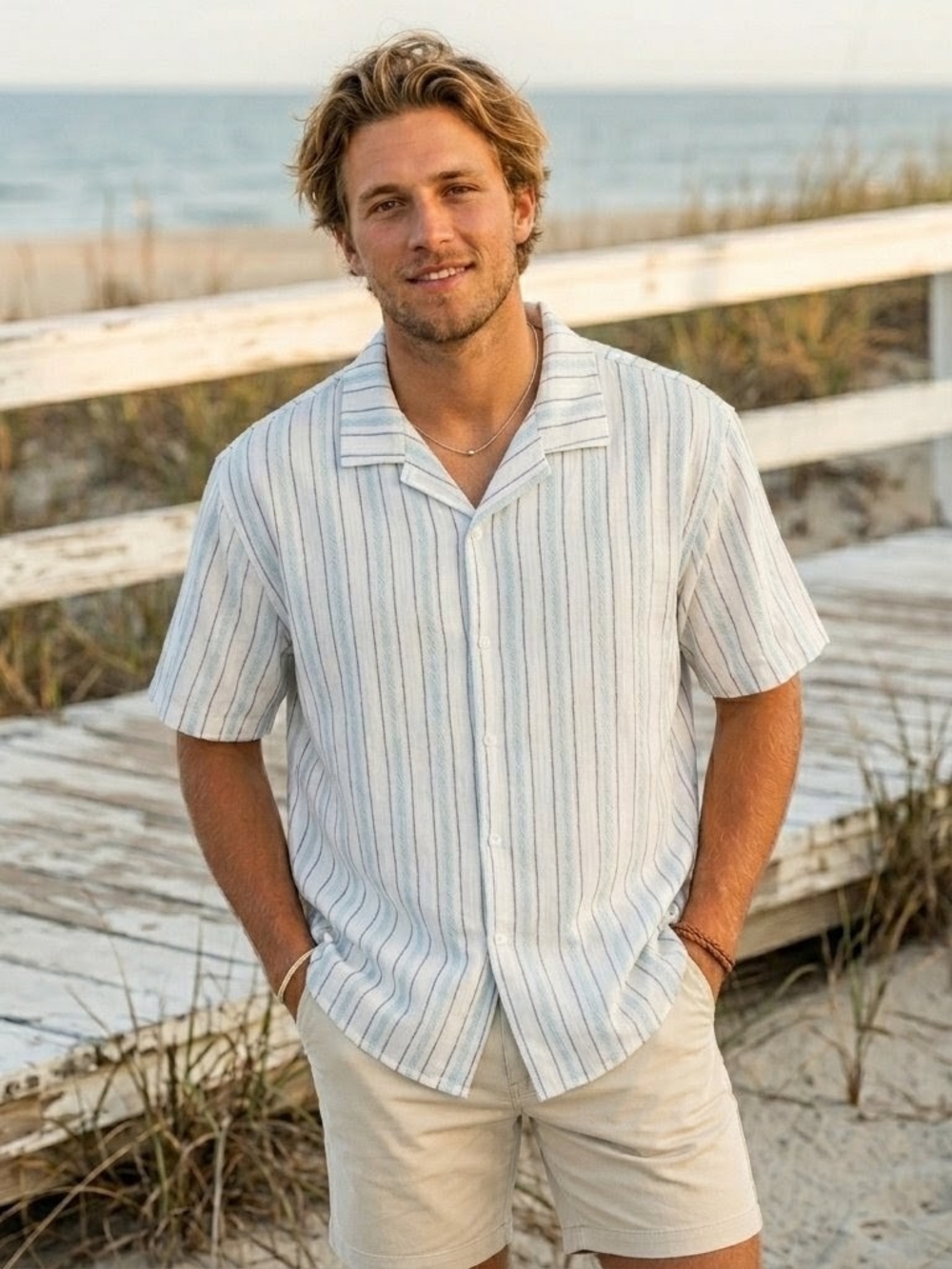 Ocean Current Men's XXL Short Sleeve Striped Button Down Shirt Coastal Vacation
